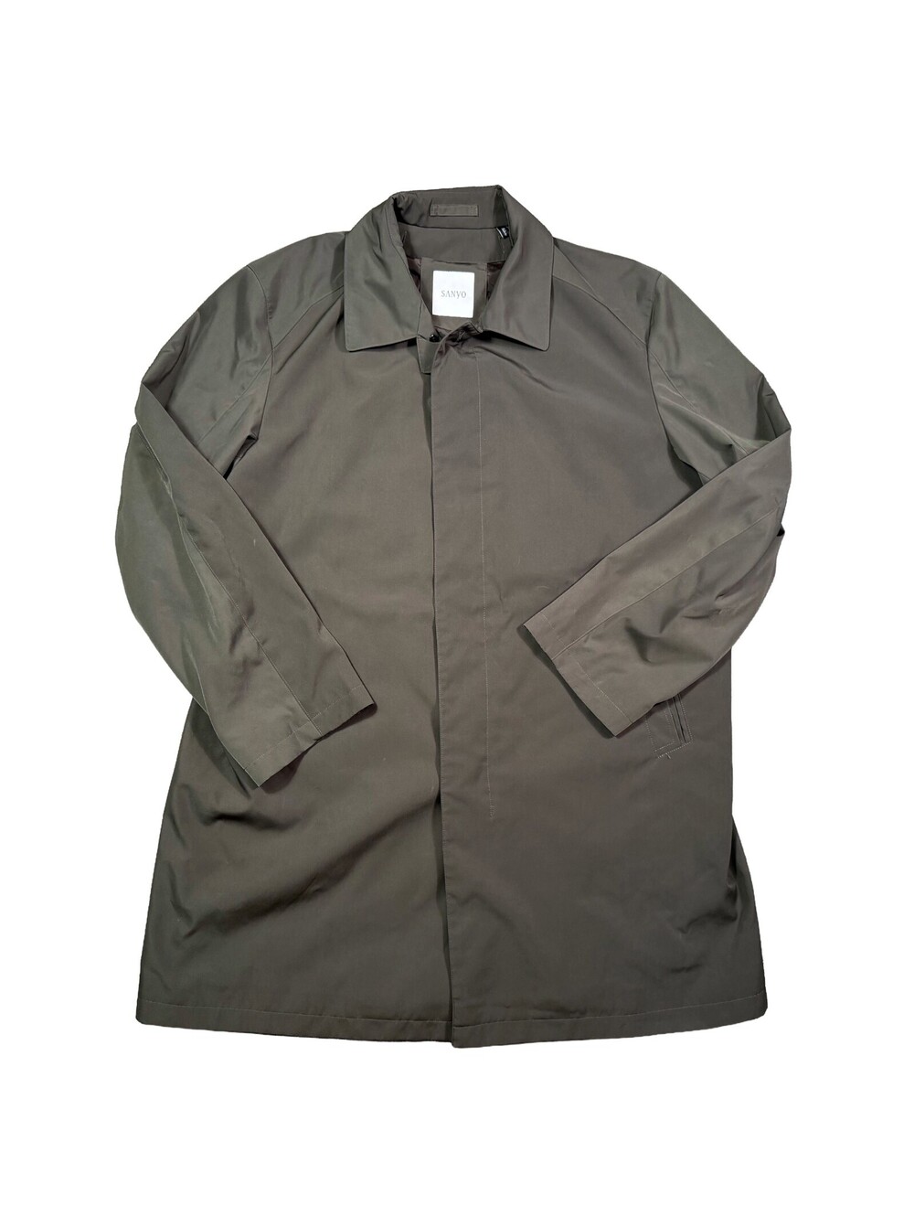 Sanyo Men's Trench Coat 46R Olive Green Alpine Lined Rain Overcoat Classic